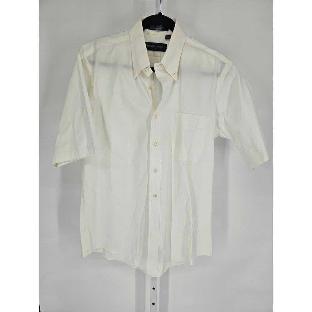 Kenneth Gordon Men's Pinpoint Oxford Cotton Button Down White Shirt Size 15.5